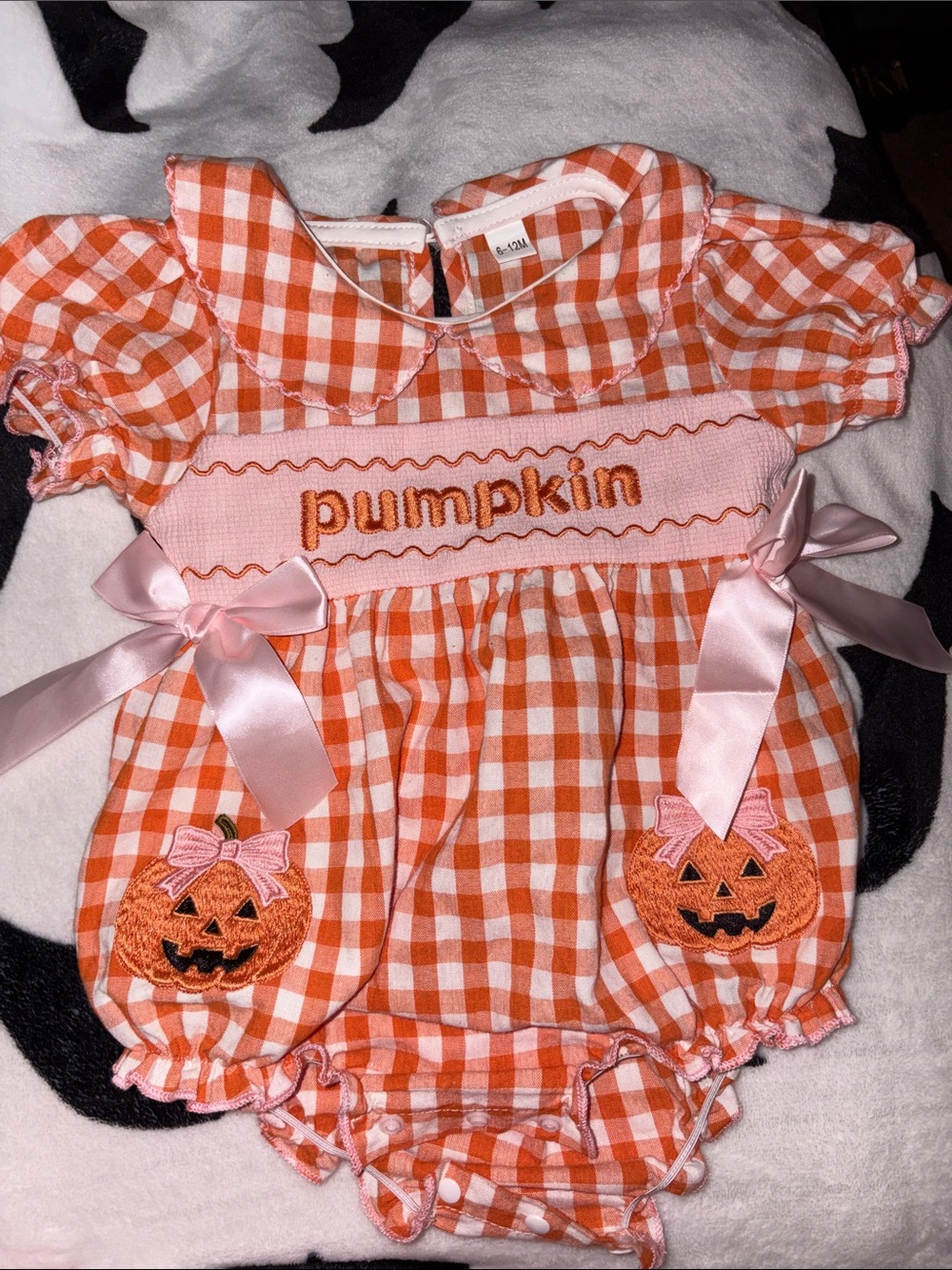 Orange Gingham Baby Pumpkin Romper 🎃